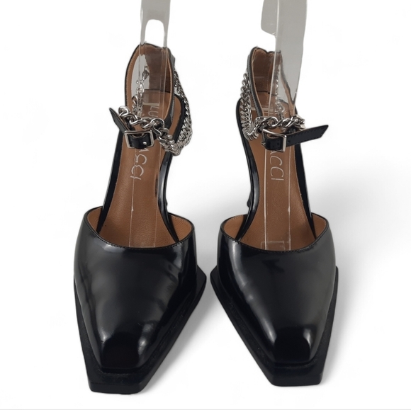 LUCCIA TACCI Handmade Chisel Toe Japanese Platform Chain Anklet Pumps Heels 6 - Picture 7 of 15